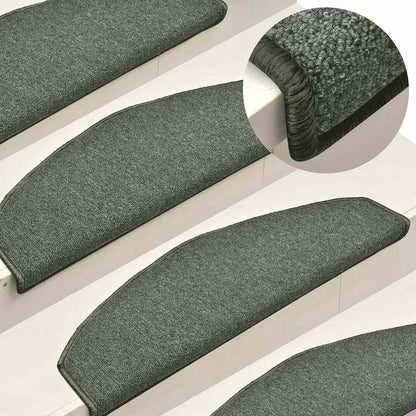 Tappetini per scale 15 pz 65x24x4 cm Verde scuro Semicircolari