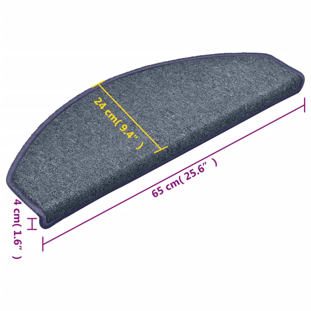 Tappetini per scale 15 pz 65x24x4 cm Grigio scuro e blu Semicircolari Grandi