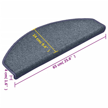 Tappetini per scale 15 pz 65x24x4 cm Grigio scuro e blu Semicircolari Grandi