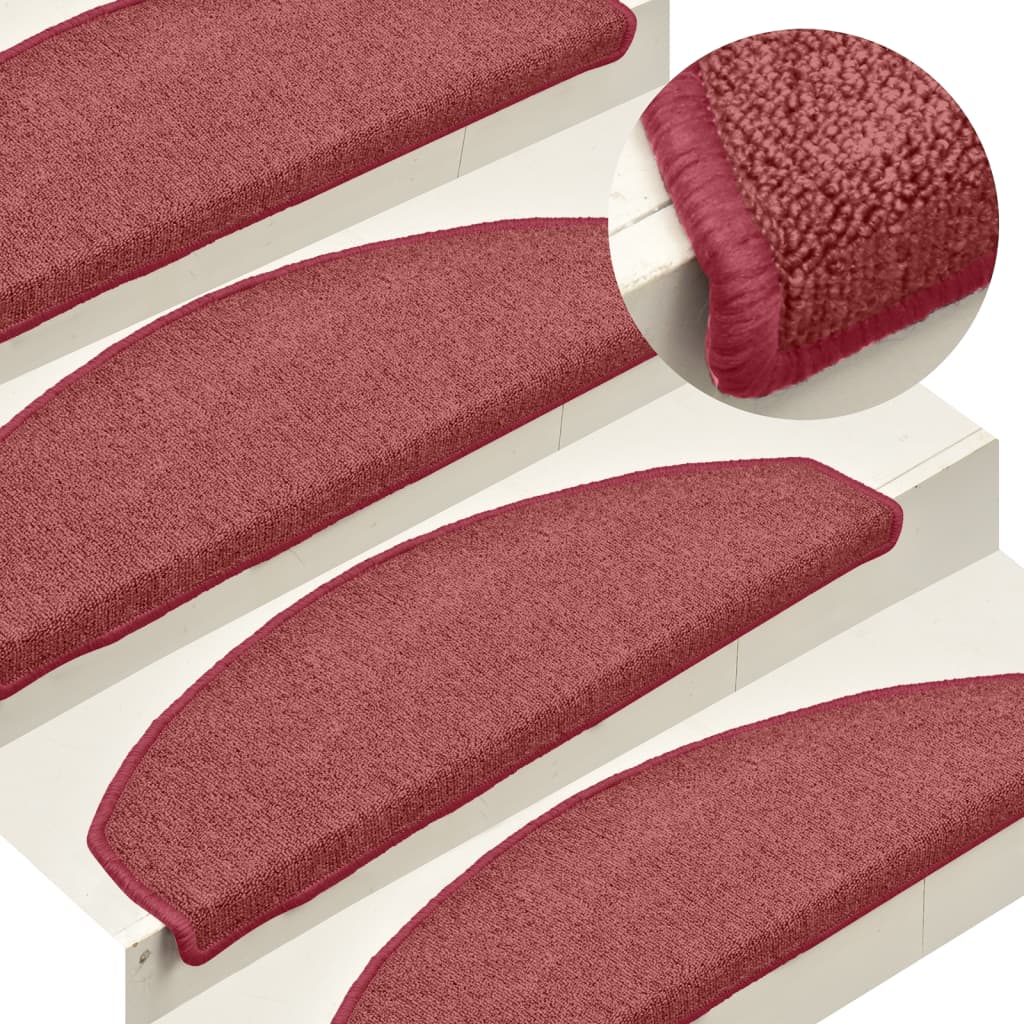 Tappetini per scale 15 pz 65x24x4 cm Bordeaux Semicircolari Grandi | homemem39