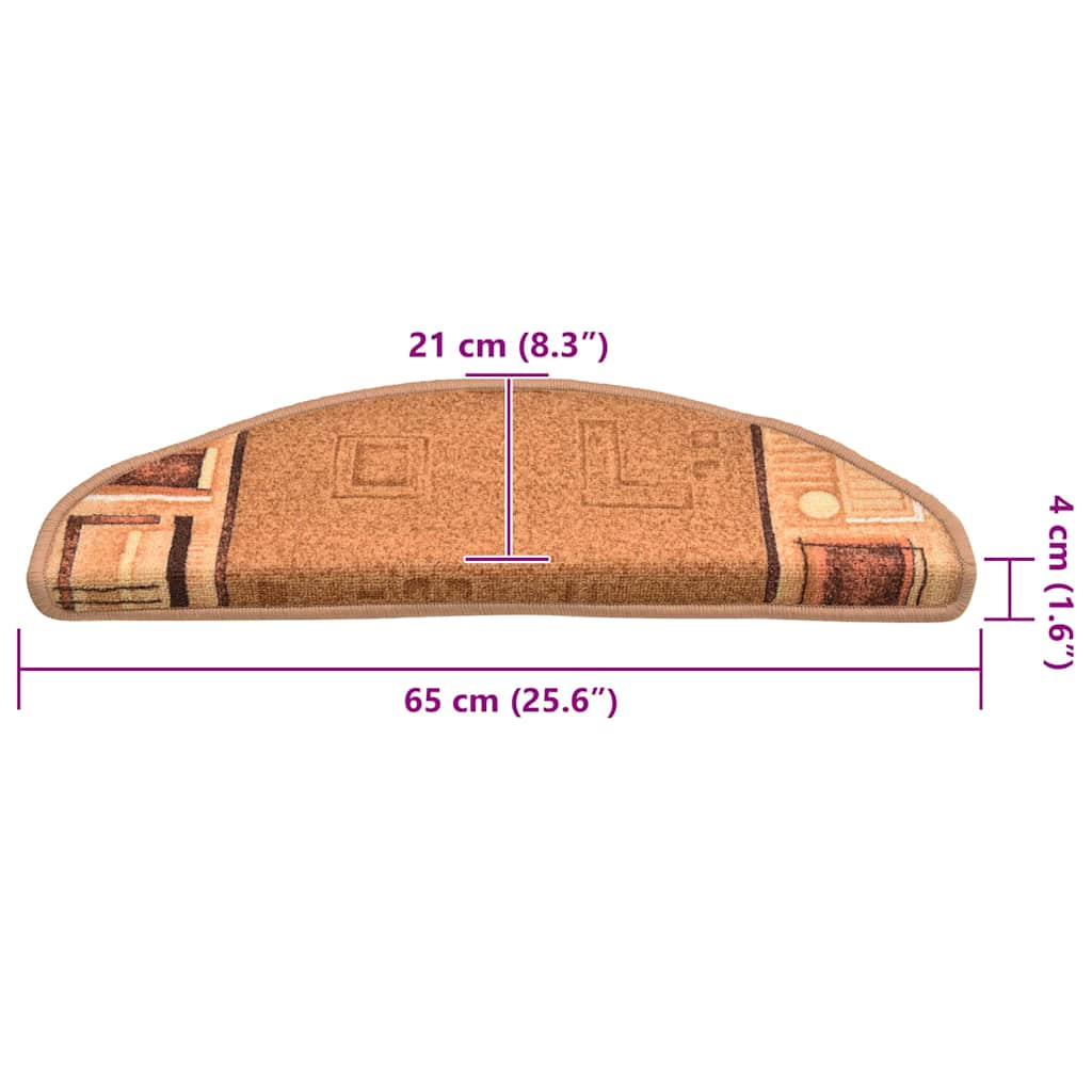Tappetini Autoadesivi per Scale 15 pz Beige 65x21x4 cm
