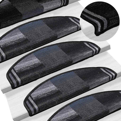 Tappetini Autoadesivi per Scale 15 pz Nero e Grigio 65x21x4 cm