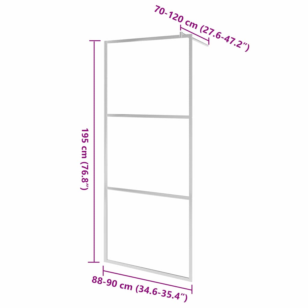 Parete per Doccia Walk-in in Vetro Smerigliato ESG 90x195 cm - homemem39