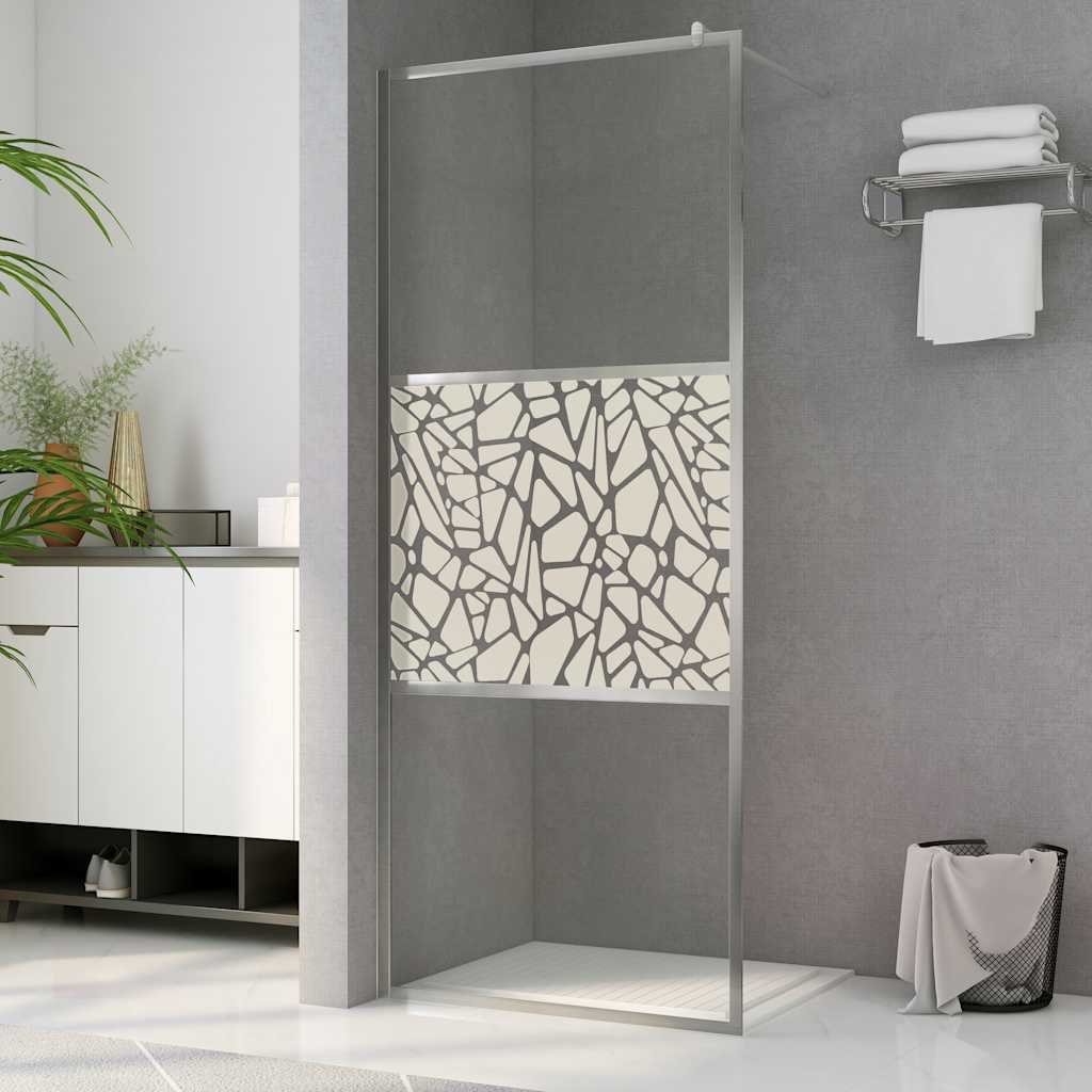 Parete per Doccia Walk-in in Vetro ESG Design Pietra 80x195 cm - homemem39