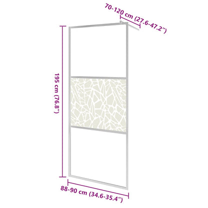 Parete per Doccia Walk-in in Vetro ESG Design Pietra 90x195 cm - homemem39