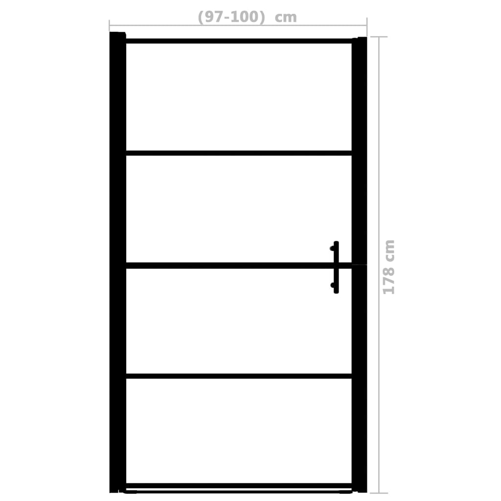 Porta per Doccia in Vetro Temperato Smerigliato 100x178 cm Nero - homemem39