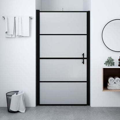 Porta per Doccia in Vetro Temperato Smerigliato 100x178 cm Nero - homemem39