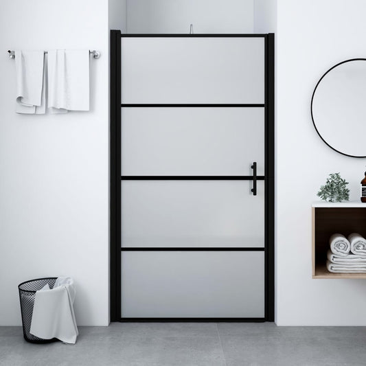Porta per Doccia in Vetro Temperato Smerigliato 100x178 cm Nero - homemem39