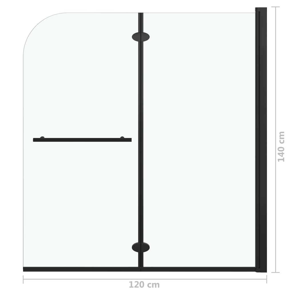 Box Doccia Pieghevole a Libro 2 Pannelli in ESG 120x140 cm Nero | homemem39