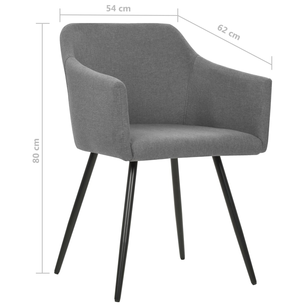 323093 vidaXL Dining Chairs 2 pcs Light Grey Fabric | homemem39
