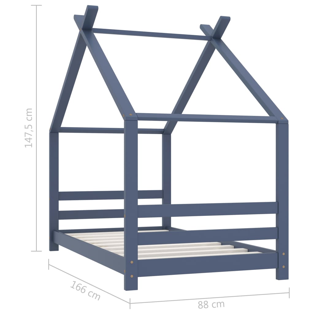 Giroletto per Bambini Grigio in Legno Massello di Pino 80x160cm - homemem39