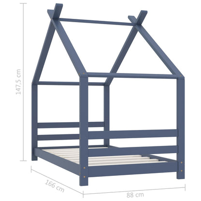 Giroletto per Bambini Grigio in Legno Massello di Pino 80x160cm - homemem39