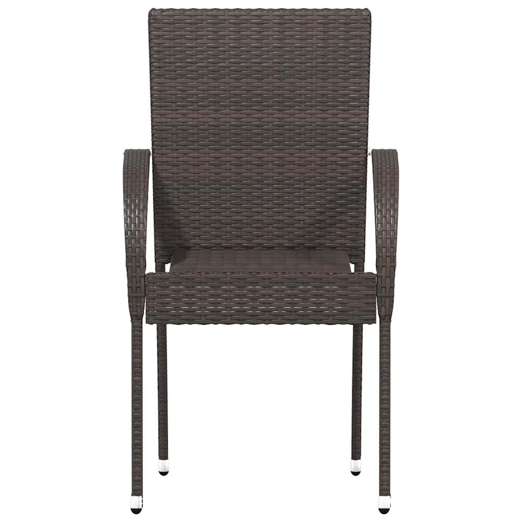Stackable Outdoor Chairs 4 pcs in Brown Polyrattan