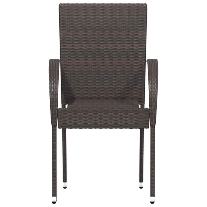 Stackable Outdoor Chairs 4 pcs in Brown Polyrattan