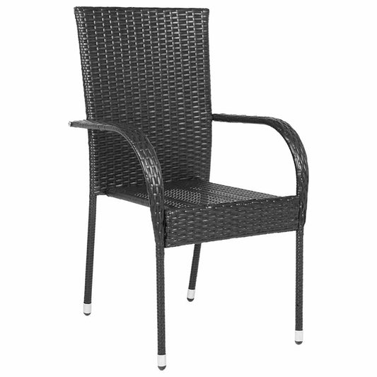 Sedie da Esterno Impilabili 4 pz in Polyrattan Nere - homemem39