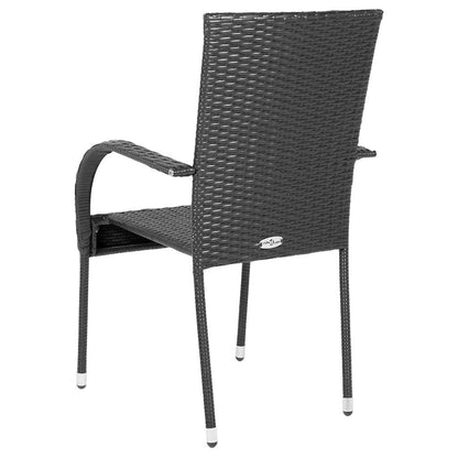 Sedie da Esterno Impilabili 4 pz in Polyrattan Nere - homemem39