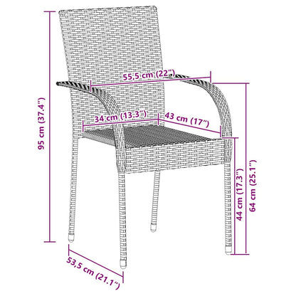 Sedie da Esterno Impilabili 4 pz in Polyrattan Nere