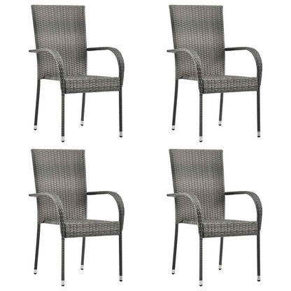 Stackable Outdoor Chairs 4 pcs Gray in Polyrattan