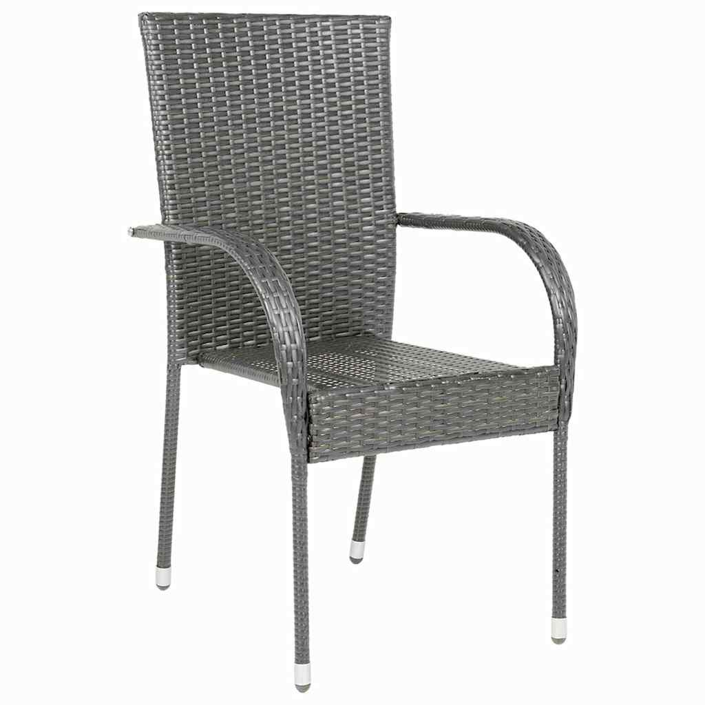 Sedie da Esterno Impilabili 4 pz Grigie in Polyrattan - homemem39