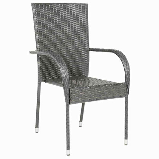 Sedie da Esterno Impilabili 4 pz Grigie in Polyrattan - homemem39