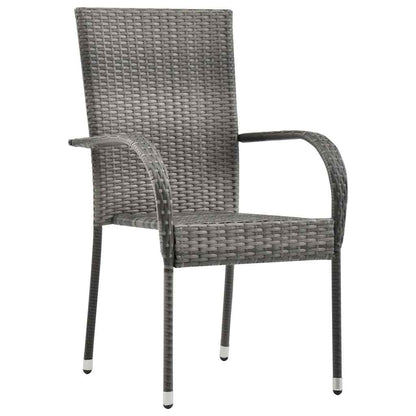 Stackable Outdoor Chairs 4 pcs Gray in Polyrattan