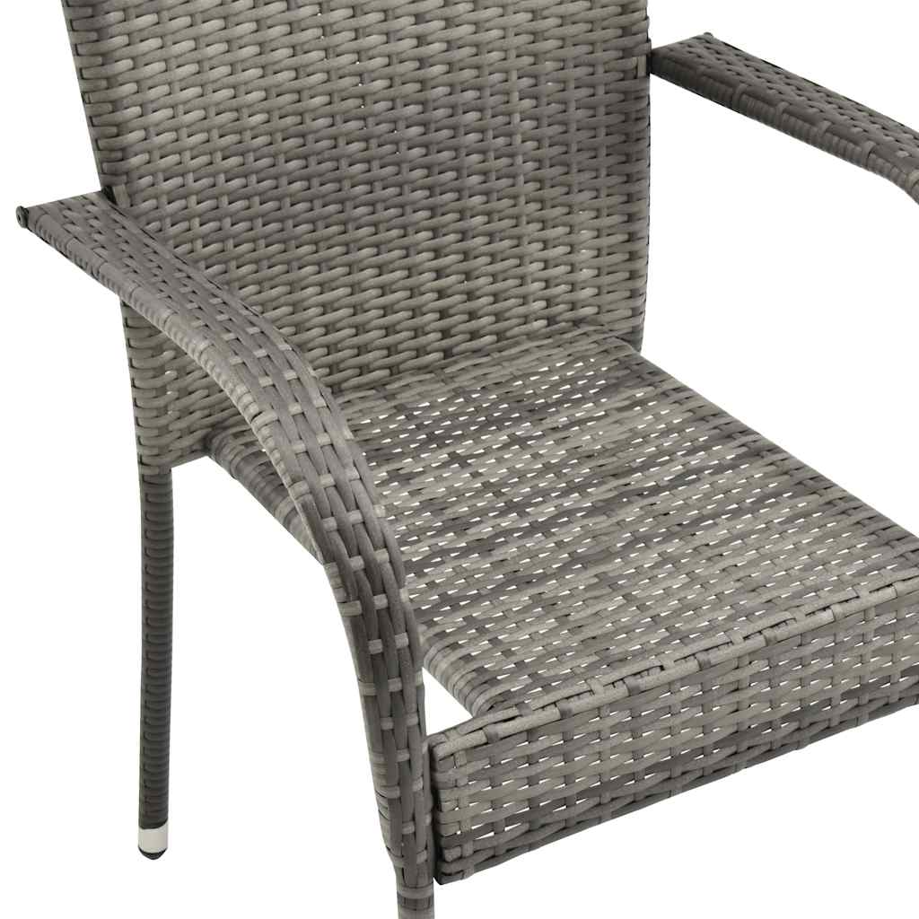 Stackable Outdoor Chairs 4 pcs Gray in Polyrattan