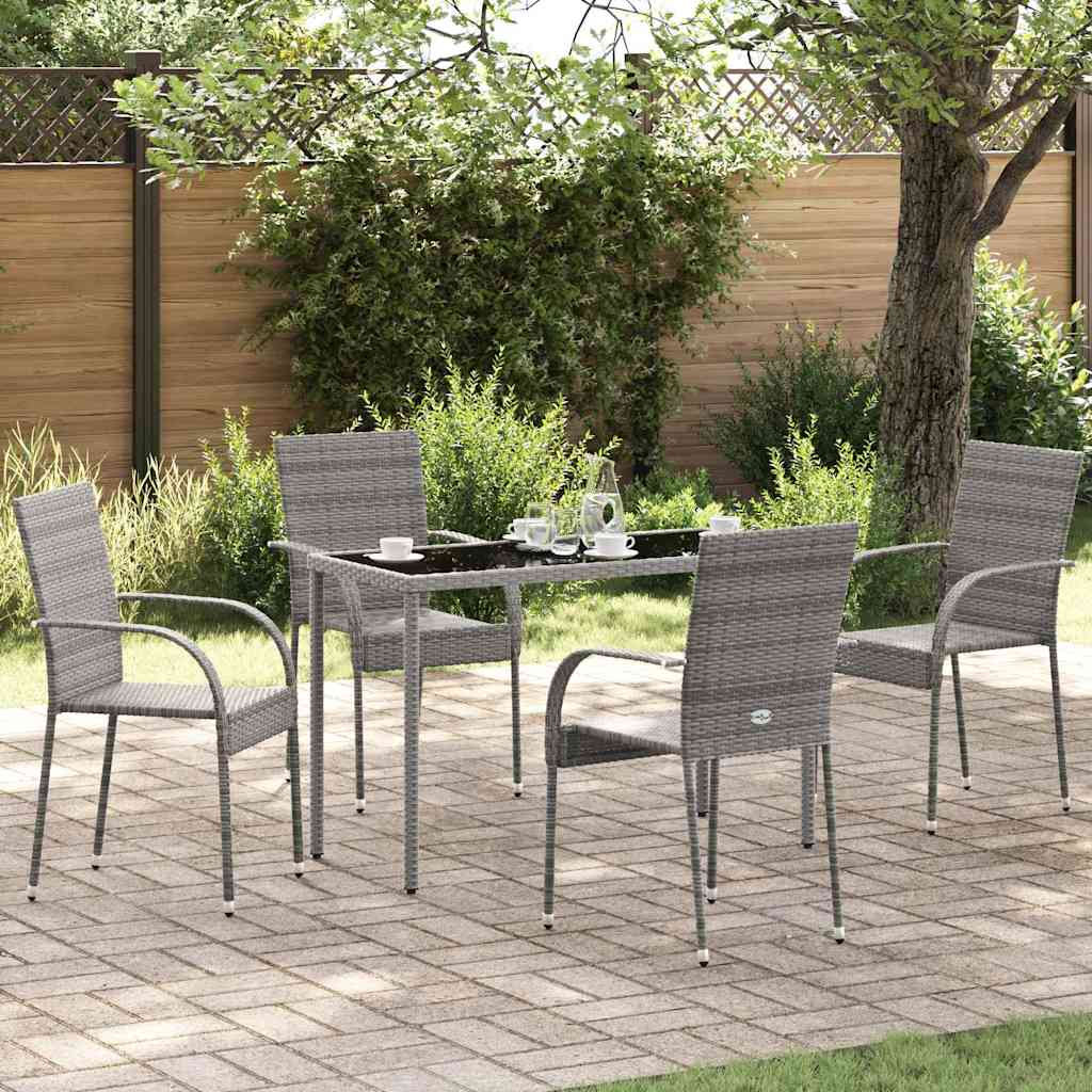 Stackable Outdoor Chairs 4 pcs Gray in Polyrattan