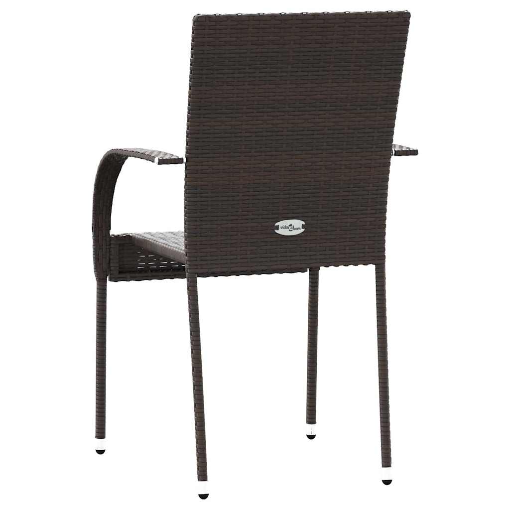 Stackable Outdoor Chairs 6 pcs in Brown Polyrattan