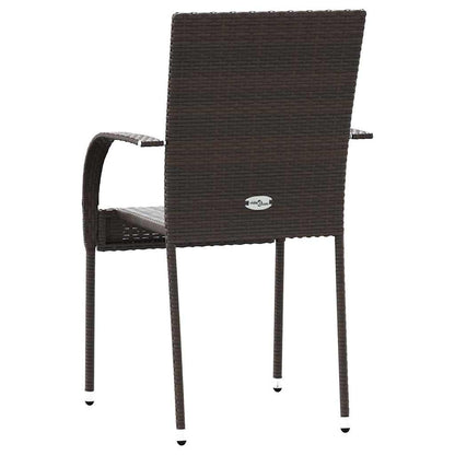 Stackable Outdoor Chairs 6 pcs in Brown Polyrattan