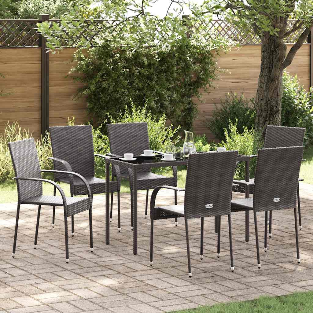 Stackable Outdoor Chairs 6 pcs in Brown Polyrattan