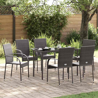 Stackable Outdoor Chairs 6 pcs in Brown Polyrattan