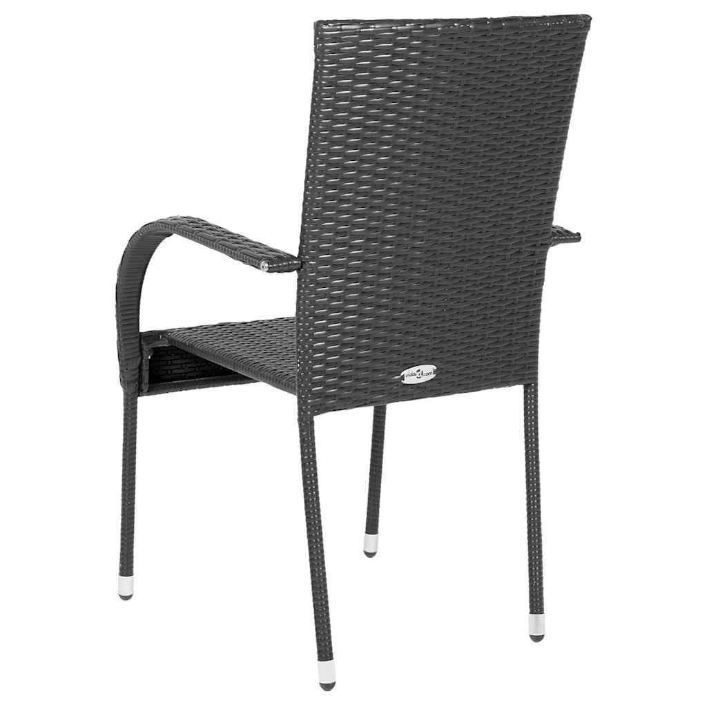 Sedie da Esterno Impilabili 6 pz in Polyrattan Nere - homemem39