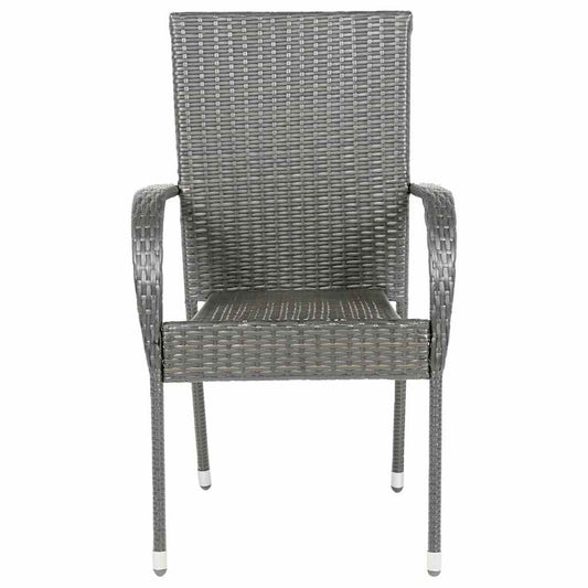 Sedie da Esterno Impilabili 6 pz Grigie in Polyrattan - homemem39