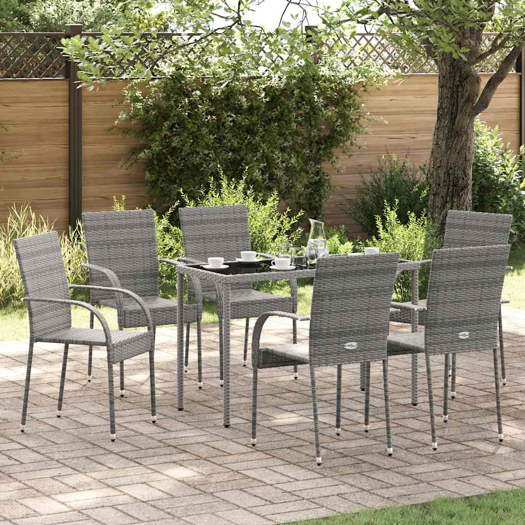 Stackable Outdoor Chairs 6 pcs Gray in Polyrattan