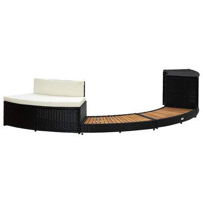 Bordo Spa Nero in Polyrattan e Legno d'Acacia - homemem39