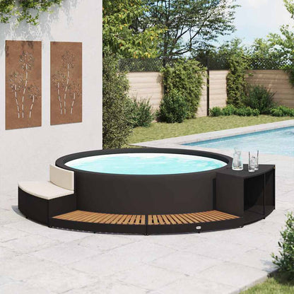 Bordo Spa Nero in Polyrattan e Legno d'Acacia - homemem39