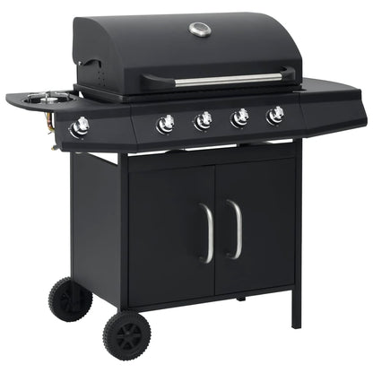 Barbecue e Griglia a Gas 4+1 Fornelli Nero in Acciaio | homemem39