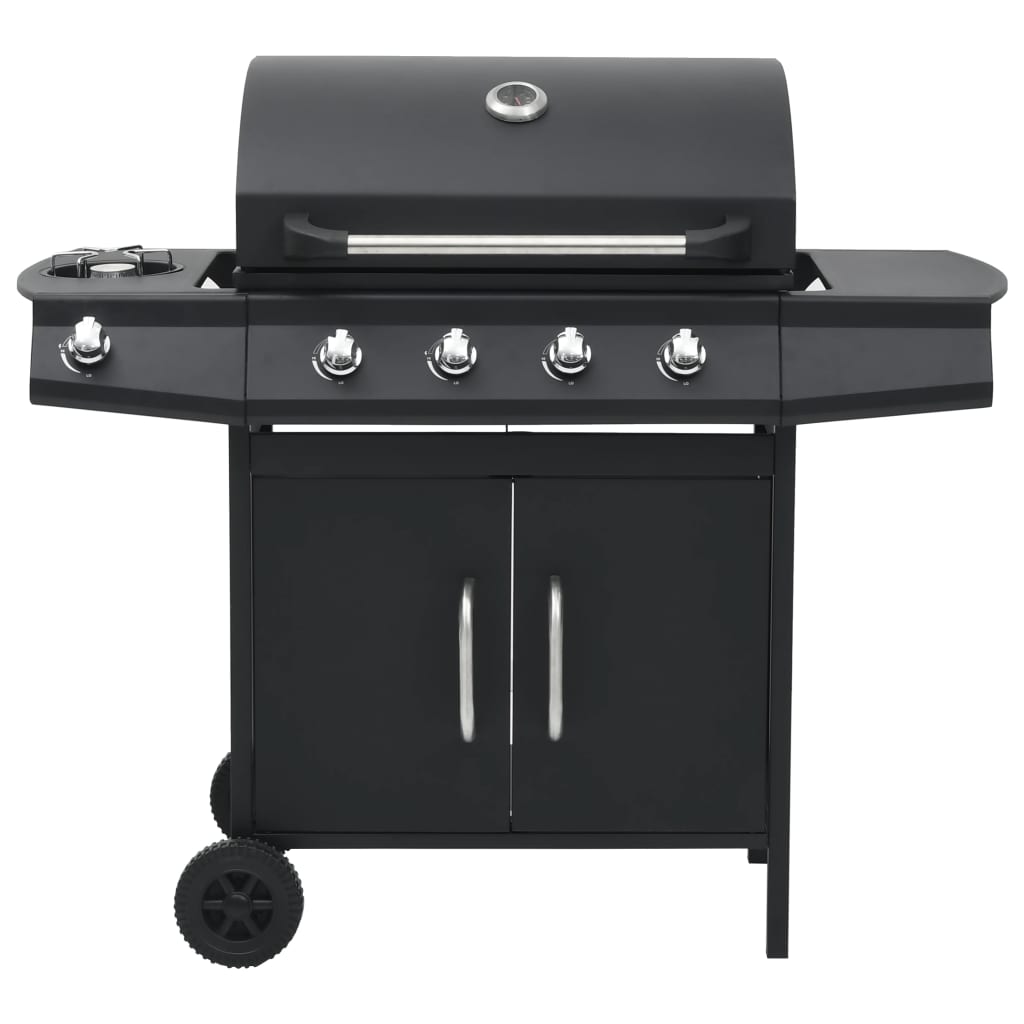 Barbecue e Griglia a Gas 4+1 Fornelli Nero in Acciaio | homemem39