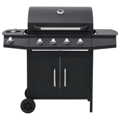 Barbecue e Griglia a Gas 4+1 Fornelli Nero in Acciaio | homemem39