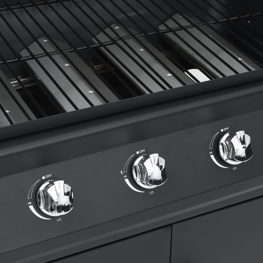 Barbecue e Griglia a Gas 4+1 Fornelli Nero in Acciaio | homemem39