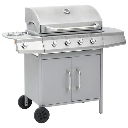 Barbecue e Griglia a Gas 4+1 Fornelli Argento in Acciaio Inox - homemem39