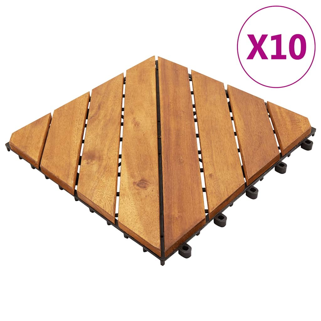 Piastrelle Esterni 10 pz 30x30 cm in Legno Massello di Acacia - homemem39