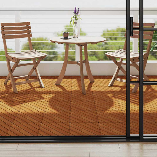 Piastrelle Esterni 10 pz 30x30 cm in Legno Massello di Acacia - homemem39
