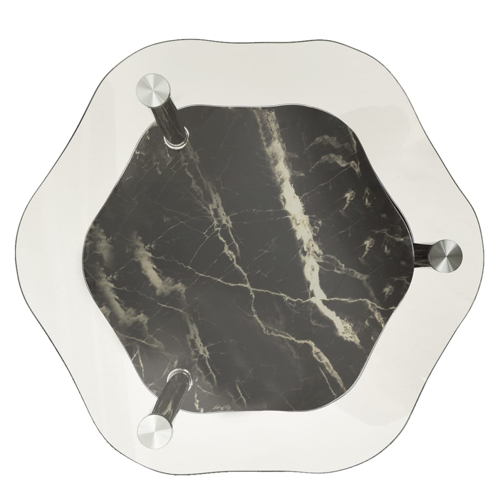 Tavolino 2 Livelli Trasparente Nero 38x38x50 cm Vetro Temperato - homemem39