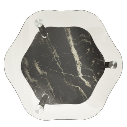 Tavolino 2 Livelli Trasparente Nero 38x38x50 cm Vetro Temperato - homemem39