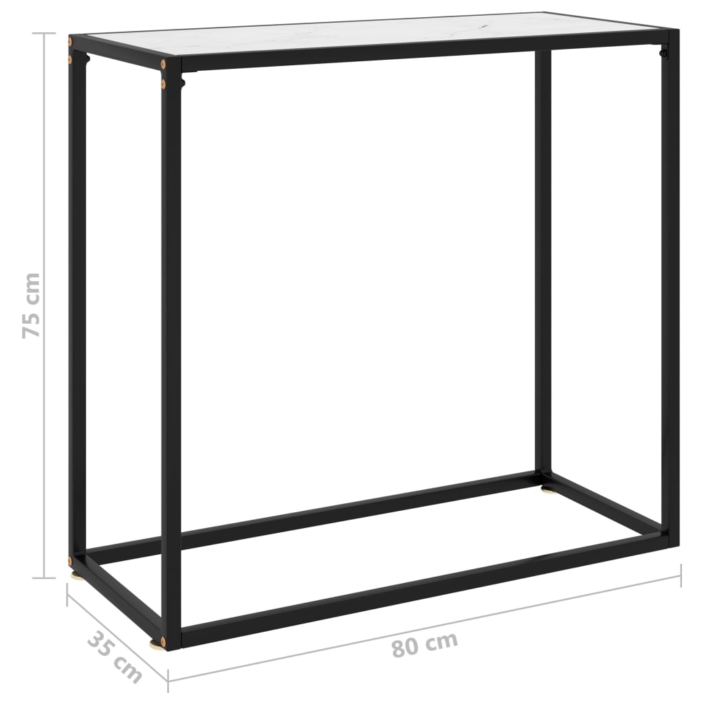 Tavolo Consolle Bianco 80x35x75 cm in Vetro Temperato | homemem39