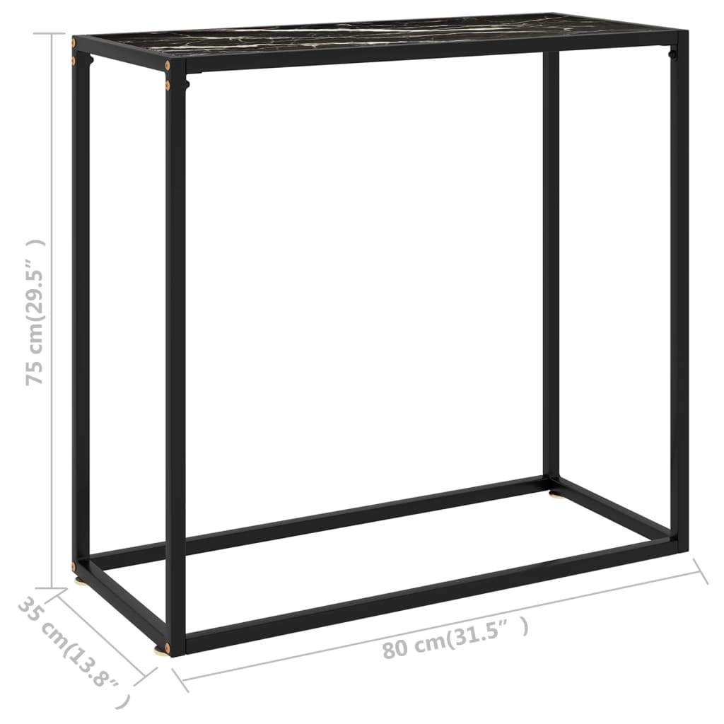 Tavolo Consolle Nero 80x35x75 cm in Vetro Temperato | homemem39