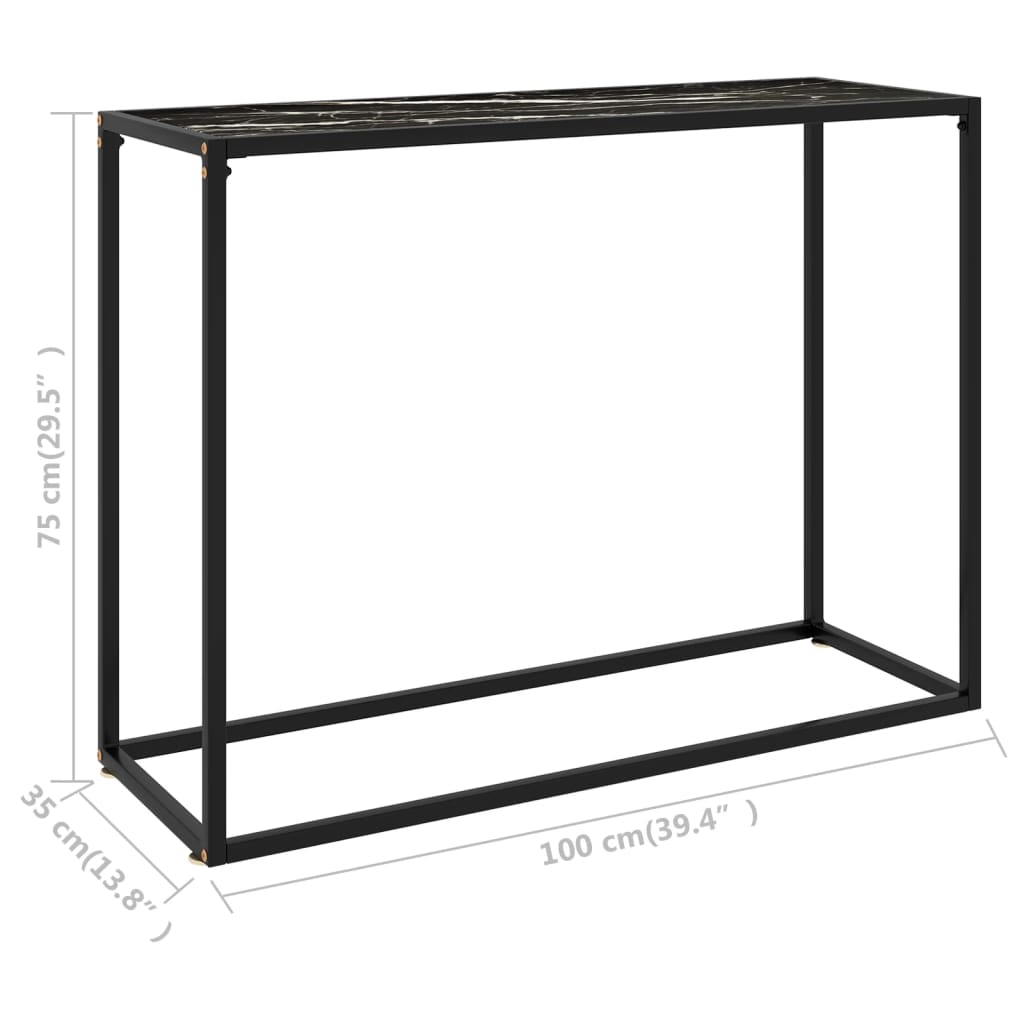 Tavolo Consolle Nero 100x35x75 cm in Vetro Temperato | homemem39