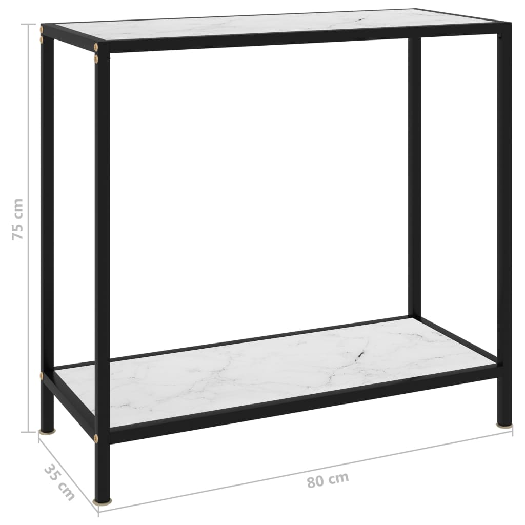 Tavolo Consolle Bianco 80x35x75 cm in Vetro Temperato | homemem39