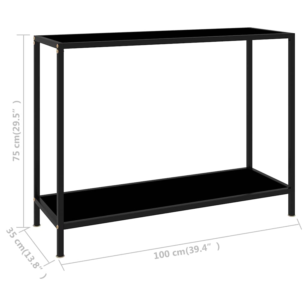 Tavolo Consolle Nero 100x35x75 cm in Vetro Temperato | homemem39